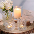 DARJEN Clear Votive Candle Holders Set of 24- Round Glass Candle Holders Bulk for Tea Light Candle, Embossed Candle Votives for Wedding Centerpiece, Various Parties & Home Decor - Image 6