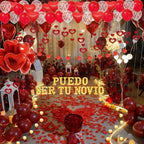 Puedo Ser Tu Novio Light Up Letters Proposal Decorations, 15Pcs 6.3" Letter Signs, 24Pcs Flameless Candles 2000Pcs Red Artificial Rose Petals 40Pcs Latex Balloons 10Pcs Heart Balloon Valentine's Day - Image 6