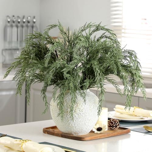 Giegxin 10 Pcs 24 Inch Christmas Artificial Cedar Branches Realistic Modern Greenery Norfolk Pine Stems Xmas Faux Pine Sprays Picks for Vase DIY Christmas Tree Garland Wreath, Festive Home Decor - Image 4