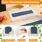 6 Sets Dining Table Decoration Boho Placemat, Blue, 12x72 - Image 2