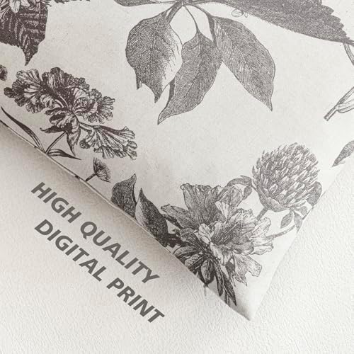 Foindtower Set of 2 Linen Floral Vintage Throw Pillow Covers Neutral Accent Decorative Cushion Covers Farmhouse Boho Home Decor for Sofa Chair Couch Bedroom Living Room,20×20 Inch,Light Gray - Image 3