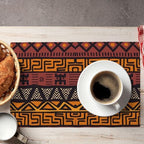 African Clay Cloth Placemats Set of 6, Tribal Ethnic Boho Geometric Elements Design, Kitchen Dining Room Non-Slip Insulation, 12x18 Inches - Image 3