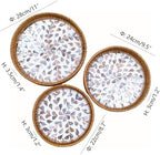 i-lan 3-Piece Round Rattan Serving Trays with Mother of Pearl Inlay – Handwoven Decorative Platters for Coffee Table, Vanity, Kitchen & Home Décor, Set - Image 2
