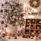 Lunmon 64 Pcs Christmas Ball Ornaments Bronze Copper Brown Gold Xmas Bulbs by Lunmon