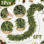 2 PCS 6FT Christmas Artificial Cedar Garland for Mantel - Image 2
