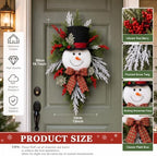 Suncalla 20" Christmas Snowman Wreath Winter Decoration Sign for Front Door - Image 2