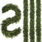 N&T NIETING 9FT Christmas Norfolk Pine Garland, Real Touch Pine Garlands Faux Greenery Garland Winter Christmas Garland for Table Mantle Holiday Indoor Outdoor Xmas Decorations (4 Pcs) by NTNIETING