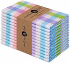 Native Fab Easter Check Dinner Napkins Set of 12, 18x18 Inches, 100% Cotton, Colorful & Absorbent Fabric for Parties, Weddings, Holidays, Reusable Washable Cloth Napkin for Everyday Use - Multi Color by NativeFab