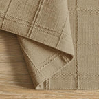 ZeeMart Linen Checked Farmhouse Placemats Set of 6, Camel 13x19in - Image 3