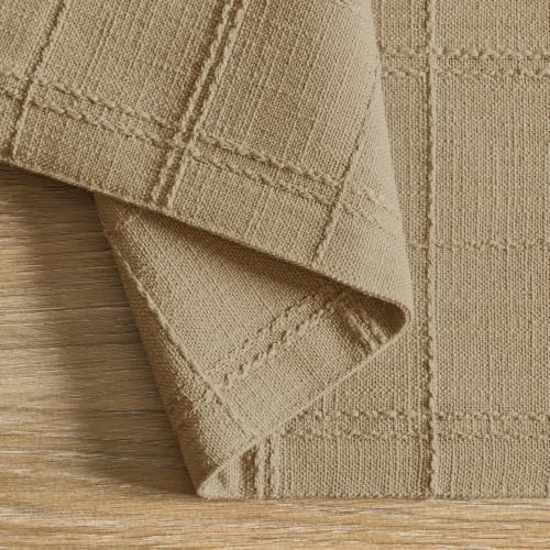 ZeeMart Linen Checked Farmhouse Placemats Set of 6, Camel 13x19in - Image 3