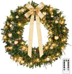 VINGLI 48 Inch Prelit Christmas Wreath Front Door Decor Plug in LED by VINGLI