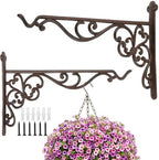 Landhoow 2 Pcs 15.6" Cast Iron Hanging Outdoor Wall Hanger, Rust Brown by Landhoow