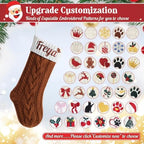 Personalized Christmas Stockings,Custom Embroidered Name & Monogram Knit Stockings for Kids,Family,Cream Silver Cable Knit 18" Christmas Stocking for Fireplace Holiday Decor Gifts(7 Pack) - Image 5