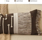 Dark Brown Boho Decorative Lumbar Pillow Cover 14x36 - Image 3