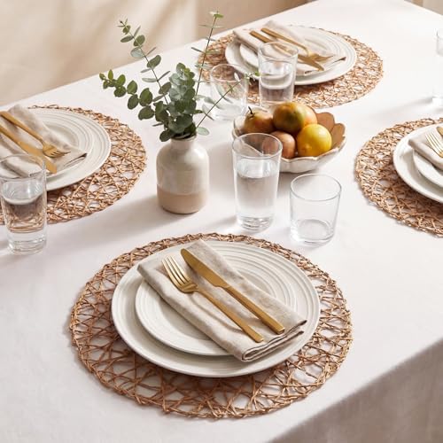 Threehoney Paper Braided Round Placemats, Set of 36, Brown, 13 in - Image 4