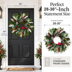 Christmas Wreath for Front Door, 28" Cardinal Winter Wreath with Berries - Image 3