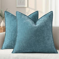 decorUhome Chenille Teal Velvet Throw Pillow Covers 24x24 Set of 2 by decorUhome