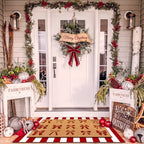 Tinideya 2 Pcs Christmas Layered Doormat Set, Red Bows - Image 6