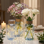 Mason Jars for Centerpiece Glass Flower Bud Vase Blue Vases, 12 Pc - Image 5