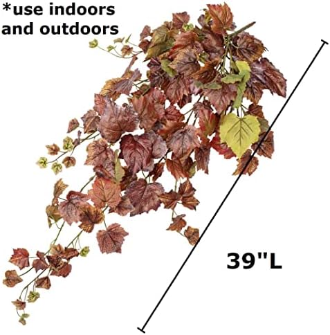 Autumn Grape Leaf Cascading Artificial Ivy Vine Bush – 39" Tuscany Vineyard - Image 2