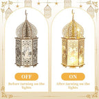 8 Pcs Eid al Adha Decorations Ramadan Tabletop Ornaments 3D LED Eid al Adha Lanterns Ramadan Mubarak Handmade Wooden Moon Star Lights Decorations for Home Party Supplies(Elegant Style) - Image 5