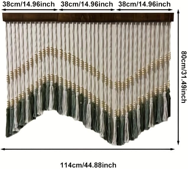 Megsv Macrame Wall Hanging, Green and White Tassel Design, Boho Wall Art - Image 2