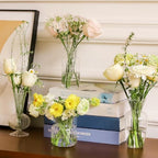 12 Pcs Ribbed Glass Bud Vases Set, 4 Styles Clear Small Flower Vases - Image 6