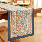 Laolitou Designer Blue Floral Linen Table Runner, Vintage Cottage Rustic Table Runners, Wrinkle Resistant Table Decoration for Kitchen Dining and Coffee Tables Banquet Christmas 13x90 Inches - Image 3