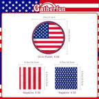 Gatherfun American Flag Patriotic Party Supplies Disposable Napkins and Paper Plates for Veterans Day Election Day 4th of July Independence Day Decorations, Serve 50 - Image 2