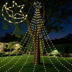 Glooglitter Ramadan Mubarak Eid Moon Star Lights Outdoor Decor 11.5ft Warm LED Waterfall Lights Extension Cord USB Powered for Tree Outside Yard Garden Patio Wall Porch Decorations by Glooglitter