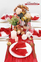 100 Pieces Cloth Napkins Red Dinner Cheesecloth Napkins for Wedding,Wrinkled Cloth Napkins Bulk for Home Party Rustic Table Decoration, 17 x 17 Inch - Image 6