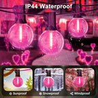 LAMPHOME 2 Pack 26FT G40 Pink Valentine's Day LED String Lights, 13 Shatterproof Globe Bulbs, Outdoor Hanging Patio Lights for Home Balcony Backyard Wedding Party Decor - Image 3