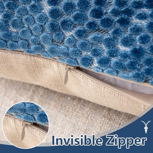 FIFU 22x22 Inch Throw Pillow Covers Set of 2, Jacquard Velvet, Oxford Blue - Image 4