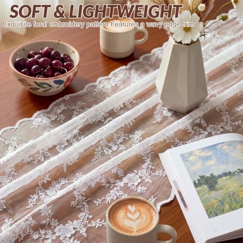 Coume 6 Pack White Lace Table Runner, 28 x 118 Inch - Image 4