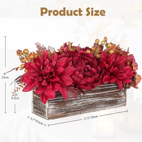 DILATATA Fall Decor Autumn Harvest Floral Centerpiece with Artificial Peony Chrysanthemum Hydrangea Flowers Berries Arrangement for Thanksgiving Party Mantel Fall Decor - Image 2