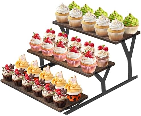 KALYLOC 3 Tier Cupcake Stand Dessert Table Display Set (Brown, Y-Shape) by KALYLOC