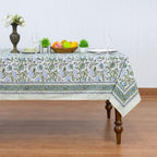 Home Spun & Crafts 72x140 Inches Rectangle Hand Block Print Tablecloth, 100% Cotton, Sage Green Floral Table Cloths Washable, Traditional Indian for Dining Outdoor Thanksgiving Halloween Christmas - Image 2