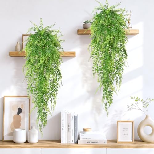 4Pcs Fake Hanging Plants, 32" Artificial Plants Greenery Boston Ferns Vines - Image 5