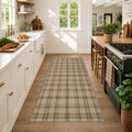 JTJ Easy Jute 3x6 Kitchen Runner Rug, Beige & Sage Plaid, Washable by JTJ