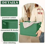 Storage Baskets for Organizing, 4 Pack Baskets for Shelves, Decorative Storage Bins for Shelves, Cotton Rope Storage Basket with Handles, Woven Basket for Storage, 13''Lx8.7''Wx7.9''H, Green - Image 5