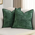 FUTEI Pack of 2 Chenille Soft Throw Pillow Covers 22x22 Inch, Dark Green by FUTEI