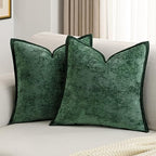 FUTEI Pack of 2 Chenille Soft Throw Pillow Covers 22x22 Inch, Dark Green by FUTEI