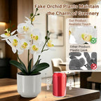 Fake Orchid-17.5”tall Artificial Indoor Potted Plant for Home Decor-White - Image 5