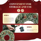 VINGLI 24Inch Frosted Christmas Wreath with 50 LED Lights, Battery Operated - Image 3