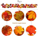 6PCS Fall Maple Leaves Garland, Party Joy 5.6Ft Artificial Maple Leaf Autumn Garland Hanging Fall Vines Table Decorations Front Door Fall Decor Thanksgiving Decorations Decor Outside Indoor Decor - Image 3