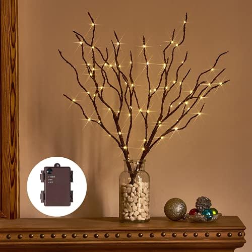 Birchlitland Lighted Brown Branches 18IN 70L Warm White Fairy Lights, LED Willow Branch Lights with Timer Battery Operated for Home Bedroom Living Room Vase Decoration by Birchlitland