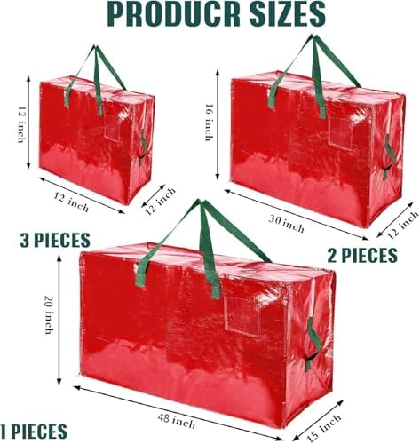 Shappy 6 Pcs Storage Bags, Red, 48 x 20",30 x 16",12 x 12" - Image 2
