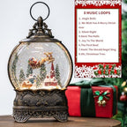 Christmas Village Snow Globe Lighted Flying Santa Scene, Musical Snow Water Lantern Swirling Glittering Home Decoration and Gift, Battery Operated or USB Powered - Image 4