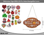 Welcome Sign Front Door Decorations Hanging 20 Interchangeable Rustic Wood Seasonal Holiday Ornaments Housewarming Gift, Farmhouse Porch Decor- Wall Hanging 17" Inches - Image 3
