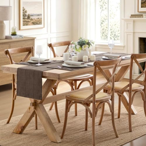 ZeeMart Linen Checked Farmhouse Placemats Set of 6, Chocolate 13x19in - Image 6